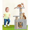 Furrlovers Soft Fur Activity Cat Tree with Natural Sisal Rope, Condo, Sisal Scratching Post & Hanging Ball Toys for Cats and Kittens (Grey) Cats-Toys Furrlovers Dropship