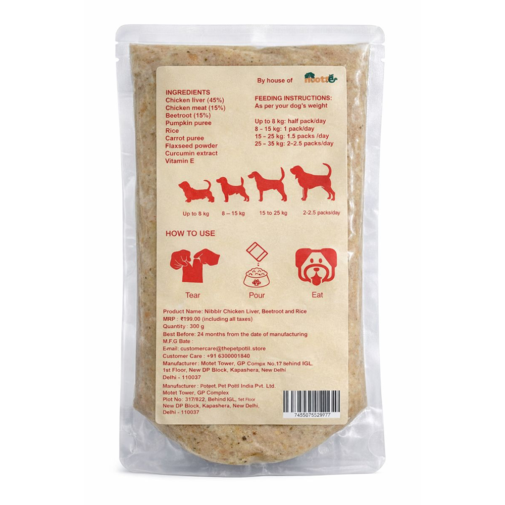 Nibblr By Nootie Wholesome Chicken Liver Beetroot & Rice Ready to Eat Meal Dog Wet Food Dogs-Fresh Food Nootie