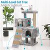 Furrlovers Kitten Cat Tree Scratching Post with Ladder, Condo & Jute Rope (Grey) Cats-Toys Furrlovers Dropship