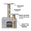 Furrlovers Soft Fur Activity Cat Tree with Natural Sisal Rope, Condo, Sisal Scratching Post & Hanging Ball Toys for Cats and Kittens (Grey) Cats-Toys Furrlovers Dropship