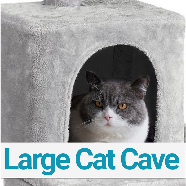 Furrlovers Multi Level Plush Cat Tree with Jute Scratching Posts & 2 Condos (Grey)