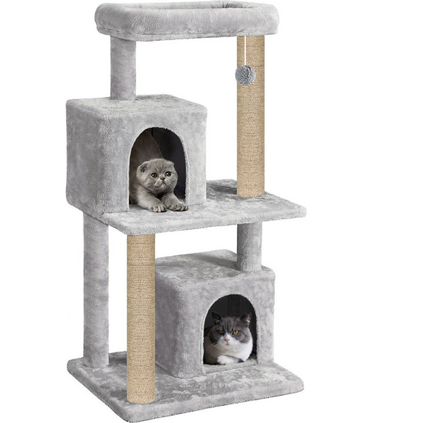 Furrlovers Multi Level Plush Cat Tree with Jute Scratching Posts & 2 Condos