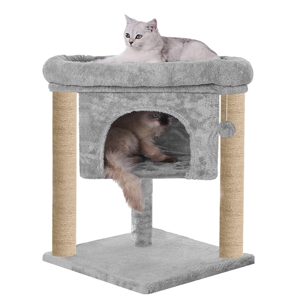 Furrlovers Cat & Kitten Scratching Post Activity Tree with Plush Fur, Jute Rope & Detachable Bed