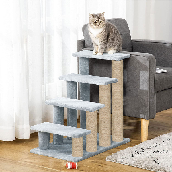 Furrlovers 4 Tier Stairs with Jute Scratching Posts and Plush Climbing Steps for Cats
