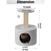 Furrlovers Plush Fur Cat Tree Condo with Jute Rope & Hanging Ball (Grey) Cats-Toys Furrlovers Dropship