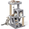 Furrlovers Plush Fabric Cat Tree with Top Bed, Hammock & Jute Rope Scratching Posts (Grey) Cats-Toys Furrlovers Dropship 39in