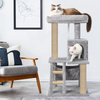 Furrlovers Plush Fabric Cat Tree with Top Bed, Hammock & Jute Rope Scratching Posts (Grey) Cats-Toys Furrlovers Dropship