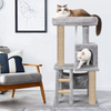 Furrlovers Plush Fabric Cat Tree with Top Bed, Hammock & Jute Rope Scratching Posts (Grey) Cats-Toys Furrlovers Dropship
