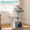 Furrlovers Multilevel Tree with Jute Rope Scratching Post and Fur Fabric Condo for Cats (Grey) Cats-Toys Furrlovers Dropship