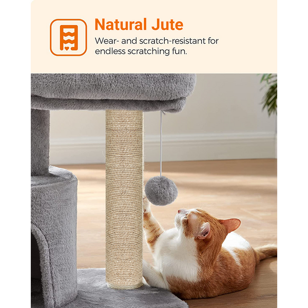 Furrlovers Tree with Scratching Post Condo and Toy Ball for Cats (Grey)