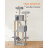Furrlovers Multi Storey Cat Tree with Hammock, Condo & Sisal Scratching Posts (Grey) Cats-Toys Furrlovers Dropship