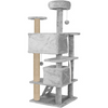 Furrlovers Multi Condo Kitten & Cat Tree with Plush Fur Fabric, Ladder, Top Perches, Playing Balls & Jute Rope Scratching Posts (Grey) Cats-Toys Furrlovers Dropship 62in