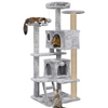 Furrlovers Multi Condo Kitten & Cat Tree with Plush Fur Fabric, Ladder, Top Perches, Playing Balls & Jute Rope Scratching Posts Cats-Toys Furrlovers Dropship Grey