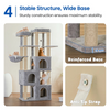 Furrlovers Multilevel Fur Fabric Cat Tree with Condos, Hanging Ball & Jute Rope Scratching Posts (Grey) Cats-Toys Furrlovers Dropship