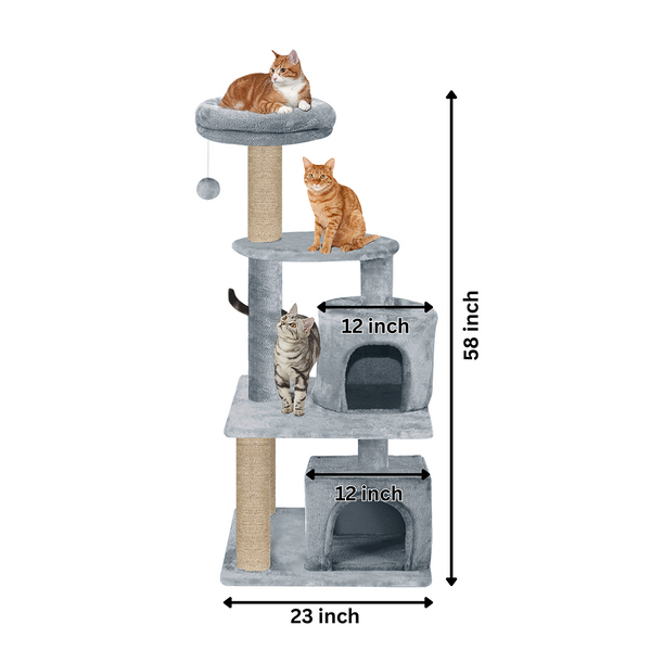 Furrlovers Activity Kitten Tree with Fur Fabric Condo Top Perch and Jute Rope Posts (Grey)