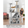 Furrlovers Multilevel Cat Tree with Ladder, Tunnel & Jute Rope Scratching Posts (Grey) Cats-Toys Furrlovers Dropship