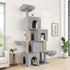 Furrlovers Multilevel Plush Cat Tree with Condo, Hammock & Jute Rope Scratching Posts (Grey) Cats-Toys Furrlovers Dropship