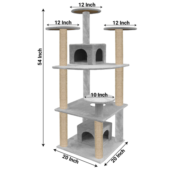 Furrlovers Multilevel Cat Tree with Condo & Jute Rope Scratching Posts (Grey)