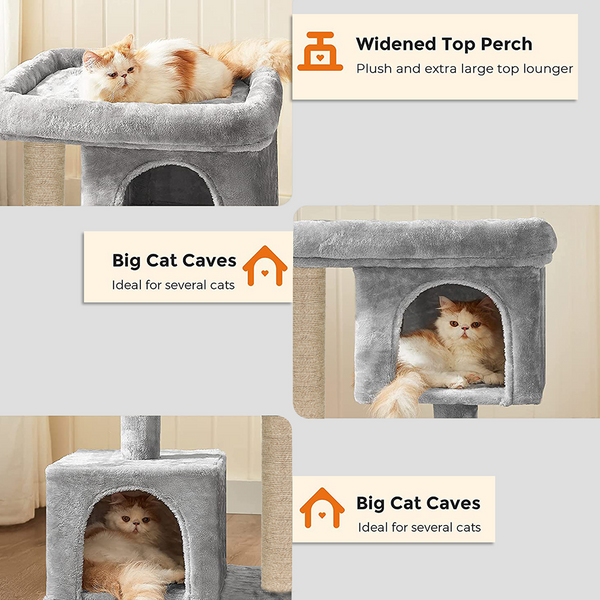Furrlovers Activity Kitten Tree with Plush Fur Fabric and Detachable Bed (Grey)