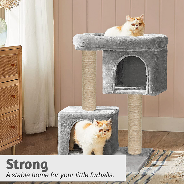 Furrlovers Activity Kitten Tree with Plush Fur Fabric and Detachable Bed (Grey)