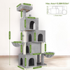 Furrlovers Multilevel Plush Cat Tree with Condo, Hammock & Jute Rope Scratching Posts (Grey) Cats-Toys Furrlovers Dropship