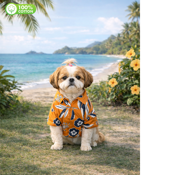 15 Furries Floral Cotton Shirts for Dogs (Rust Orange)