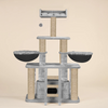Furrlovers Fur Fabric Cat Tree with Hammocks, Condo & Jute Rope Scratching Posts (Grey) Cats-Toys Furrlovers Dropship 57in