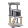 Furrlovers Fur Fabric Cat Tree with Ladder, Hanging Toy & Jute Rope Scratching Post (Grey) Cats-Toys Furrlovers Dropship 39in