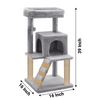 Furrlovers Fur Fabric Cat Tree with Ladder, Hanging Toy & Jute Rope Scratching Post (Grey) Cats-Toys Furrlovers Dropship