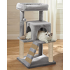 Furrlovers Fur Fabric Cat Tree with Ladder, Hanging Toy & Jute Rope Scratching Post (Grey) Cats-Toys Furrlovers Dropship