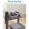 Furrlovers Fur Fabric Cat Tree with Ladder, Hanging Toy & Jute Rope Scratching Post (Grey) Cats-Toys Furrlovers Dropship
