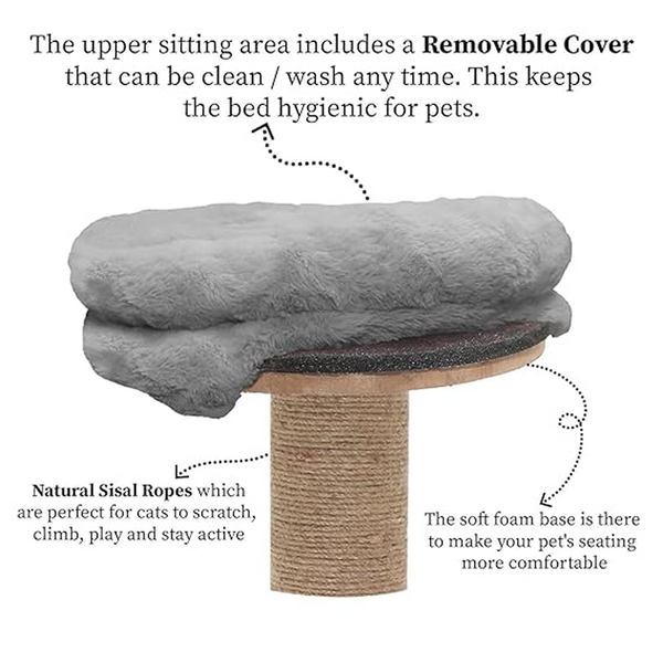 Furrlovers Fur Activity Cat Tree Scratching Post with Sisal Tower (Grey)