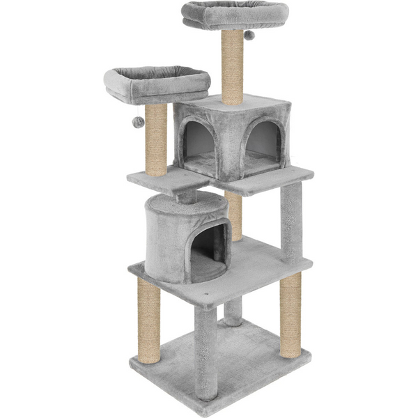 Furrlovers Multilevel Cat Tree with Condo, Perches & Jute Rope Scratching Posts (Grey)