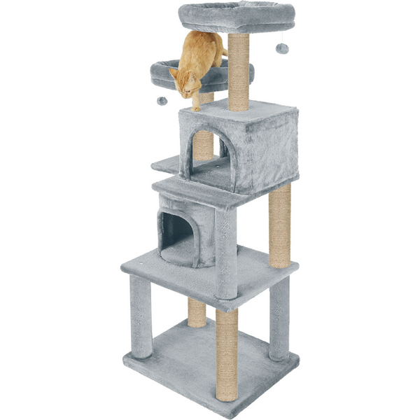 Furrlovers Multilevel Cat Tree with Condo, Perches & Jute Rope Scratching Posts (Grey)