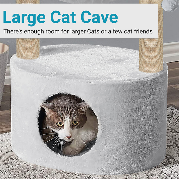 Furrlovers Dual Level Cat Bed and Scratching Post with Hammock (Grey)