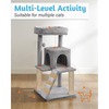 Furrlovers Fur Fabric Cat Tree with Ladder, Hanging Toy & Jute Rope Scratching Post (Grey) Cats-Toys Furrlovers Dropship