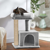 Furrlovers Plush Condo Cat Tree with Top Perch, Hanging Ball & Scratching Post (Grey) Cats-Toys Furrlovers Dropship