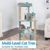Furrlovers Cat Tree with Condo, Hammock, Hanging Ball & Jute Rope Scratching Posts (Grey) Cats-Toys Furrlovers Dropship