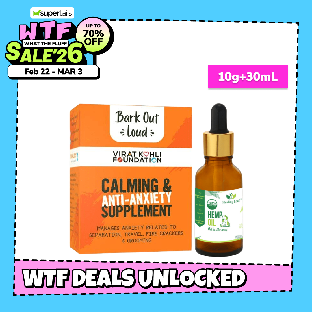 Healing Leaf Hemp Oil and Bark Out Loud Calming & Anti Anxiety Supplements for Dogs and Cats Combo Dogs-Health & Wellness Exclusive Combo 30mL + 5x2g