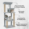 Furrlovers Cat Tree with Condo, Hammock, Hanging Ball & Jute Rope Scratching Posts (Grey) Cats-Toys Furrlovers Dropship