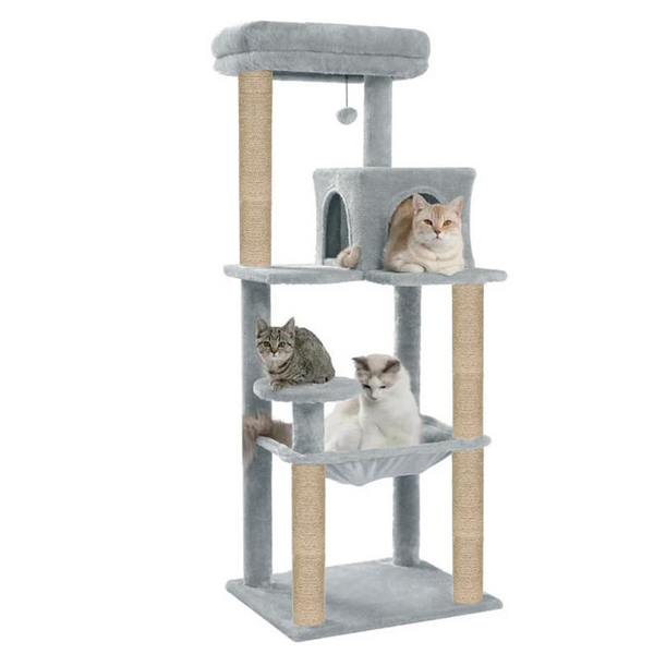Furrlovers Cat Tree with Condo, Hammock, Hanging Ball & Jute Rope Scratching Posts
