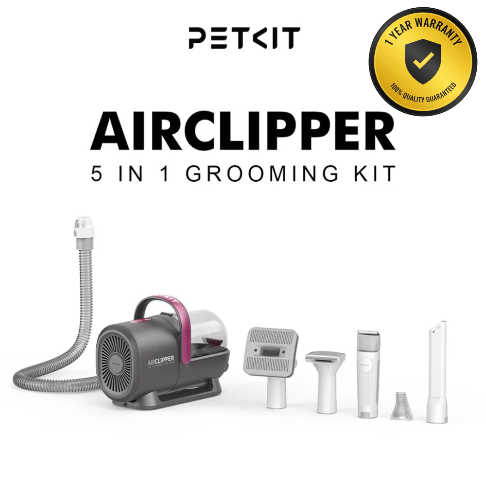 Petkit Professional 5 in 1 Grooming & Hair Vaccum Kit for Dogs and Cats (Grey) Rewards Both-Grooming Supplies Supertails 1.5L