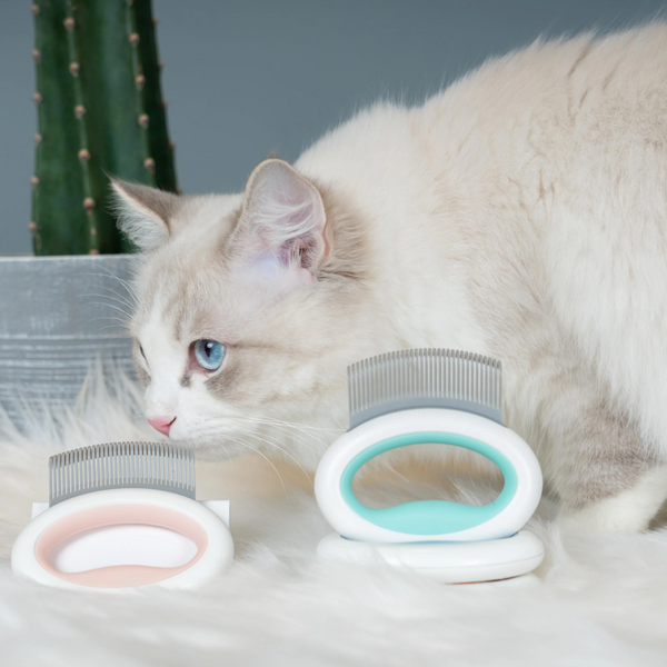 M Pets Mini Comb for Dogs and Cats (White/Light Blue)