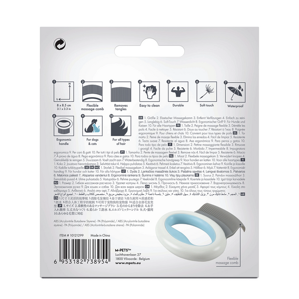 M Pets Mini Comb for Dogs and Cats (White/Light Blue)
