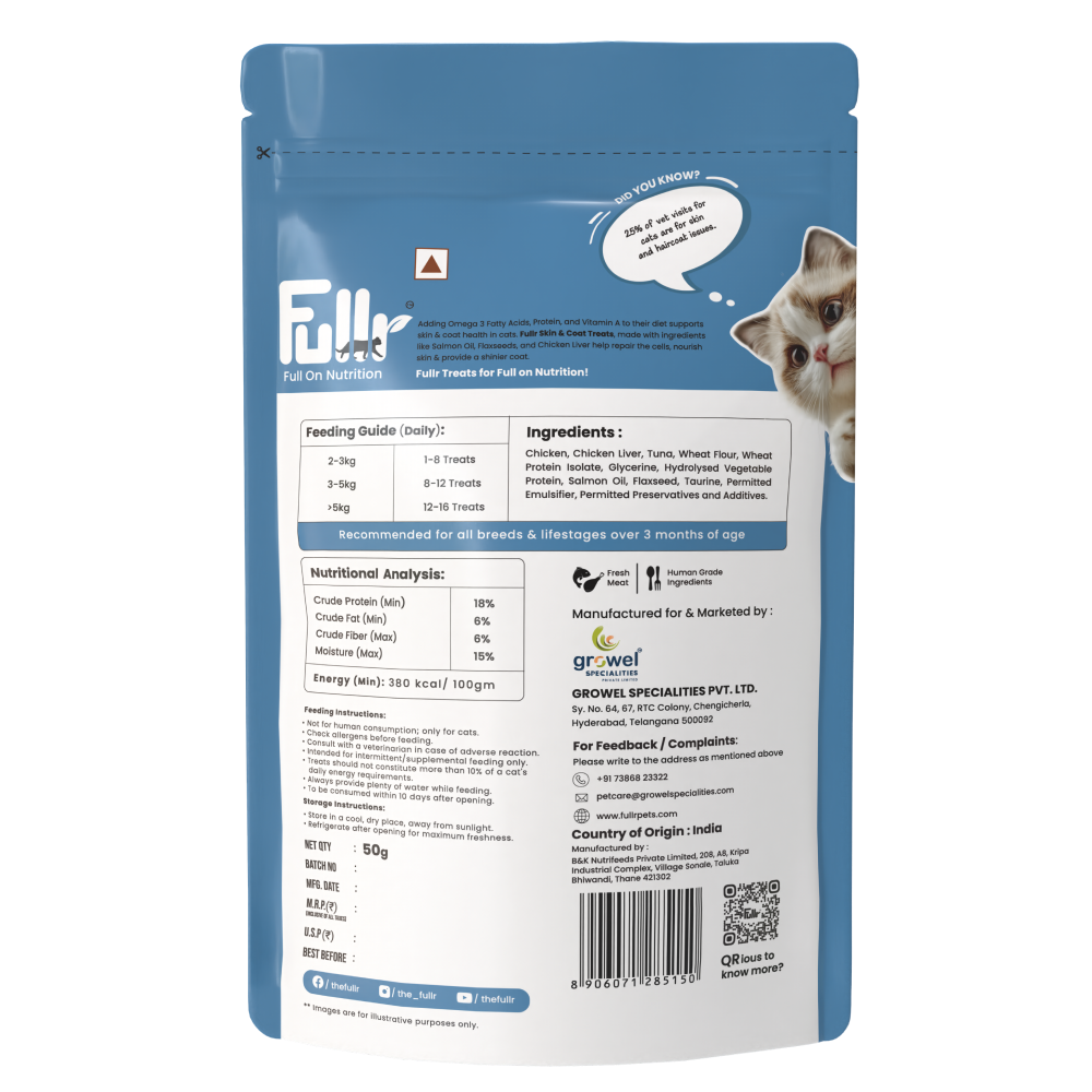 Fullr Skin & Coat Soft & Chewy Stick Cat Treats Cats-Treats & Others Fullr