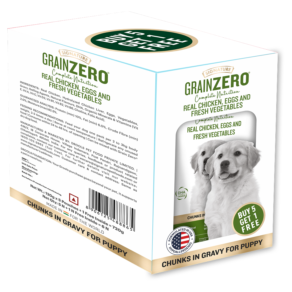 Signature Grain Zero Real Chicken Chunks Gravy Puppy Dog Wet Food Dogs-Wet Food Signature