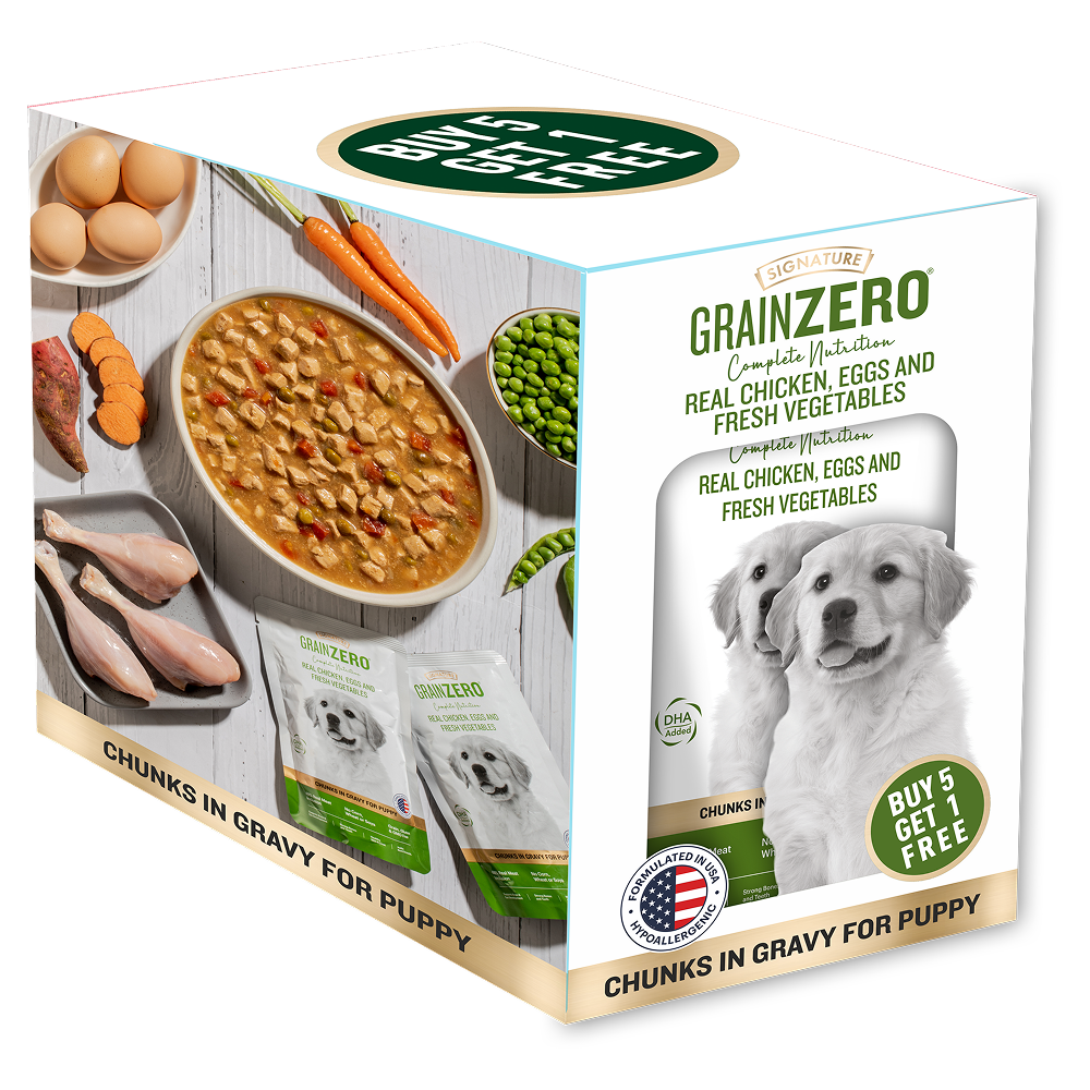 Signature Grain Zero Real Chicken Chunks Gravy Puppy Dog Wet Food Dogs-Wet Food Signature 10x120g+2x120g (Free)