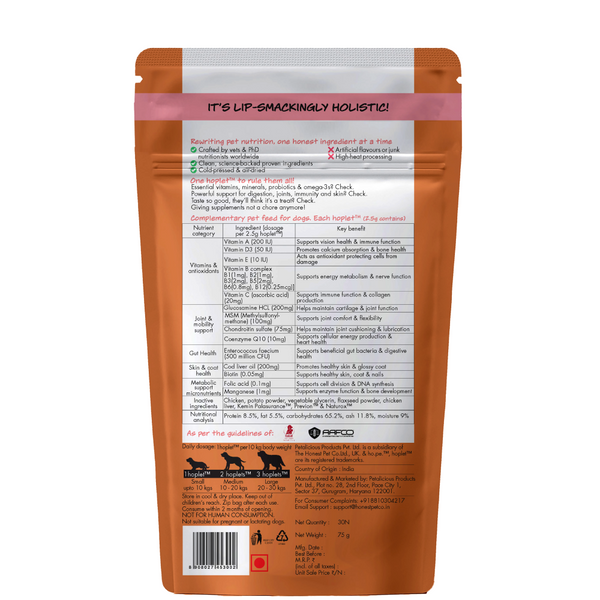 Hope All in One Chicken Flavoured Vitamins & Joint Support Supplement for Dogs