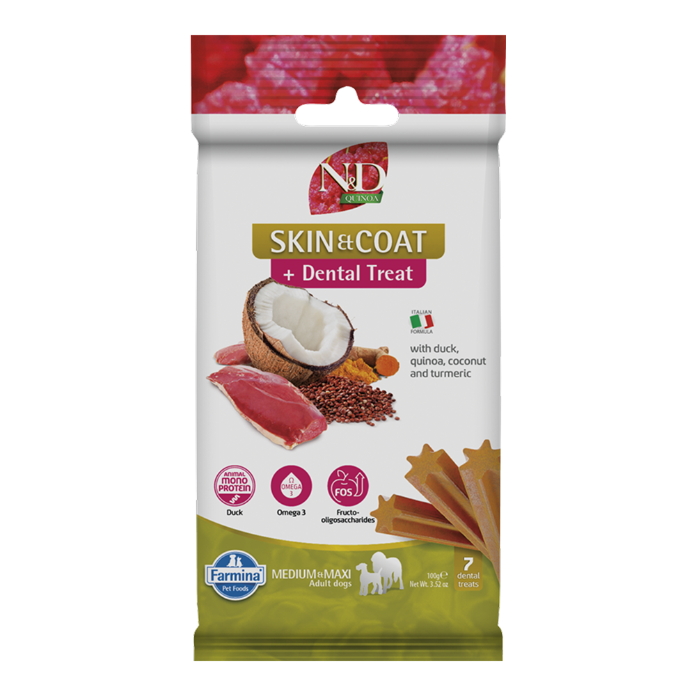 Farmina N&D Quinoa Skin & Coat Support Duck Adult Medium Maxi Dog Treats Dog Treats + Others Farmina N&D 100g