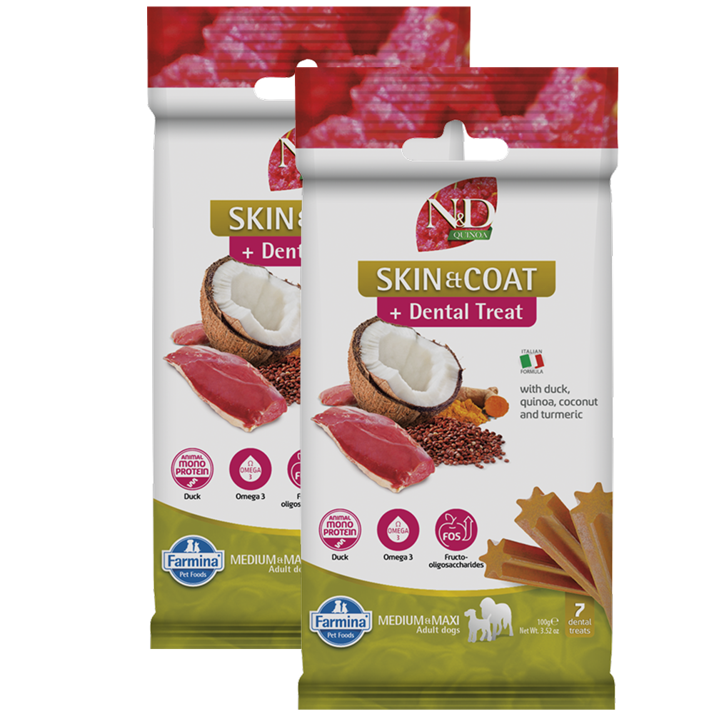 Farmina N&D Quinoa Skin & Coat Support Duck Adult Medium Maxi Dog Treats Dog Treats + Others Farmina N&D 2x100g